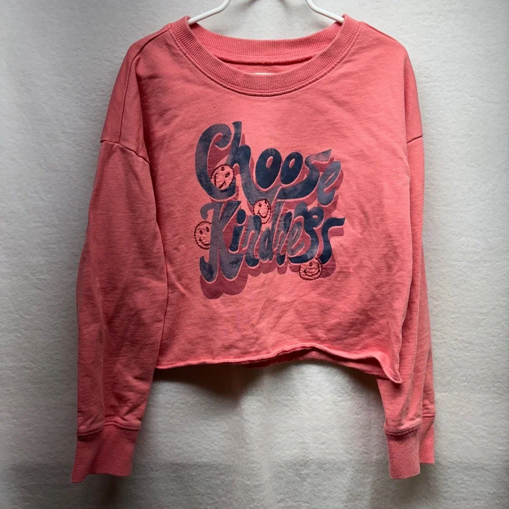 OshKosh B'gosh Girls Pink Choose Kindness Cropped‎ Sweatshirt Size 10